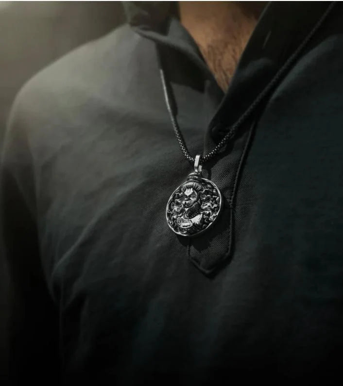 Hanuman Ji Pendant with Silver Chain (जय श्री राम)